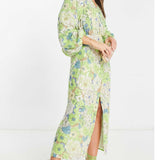 Asos Edition Sequin Wrap Midi Dress In Floral Print