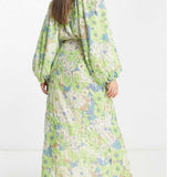 Asos Edition Sequin Wrap Midi Dress In Floral Print