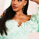 Asos Luxe 3D Floral Bardot Mini Dress In Mint