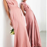 Asos Edition Satin Cowl Neck Maxi Dress With Cut Out Back In Dusky Rose