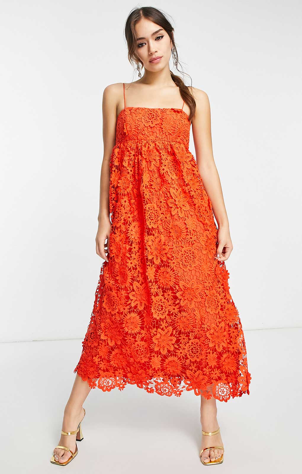Asos Edition 3D Floral Cami Midi Dress