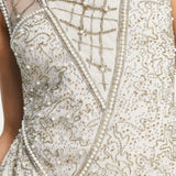 Asos Design Beaded Mini Dress With Layered Skirt And Linear Embellishment Detail In Blush