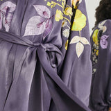 Asos Edition Satin Midi Dress In Pansy Floral Embroidery In Mauve