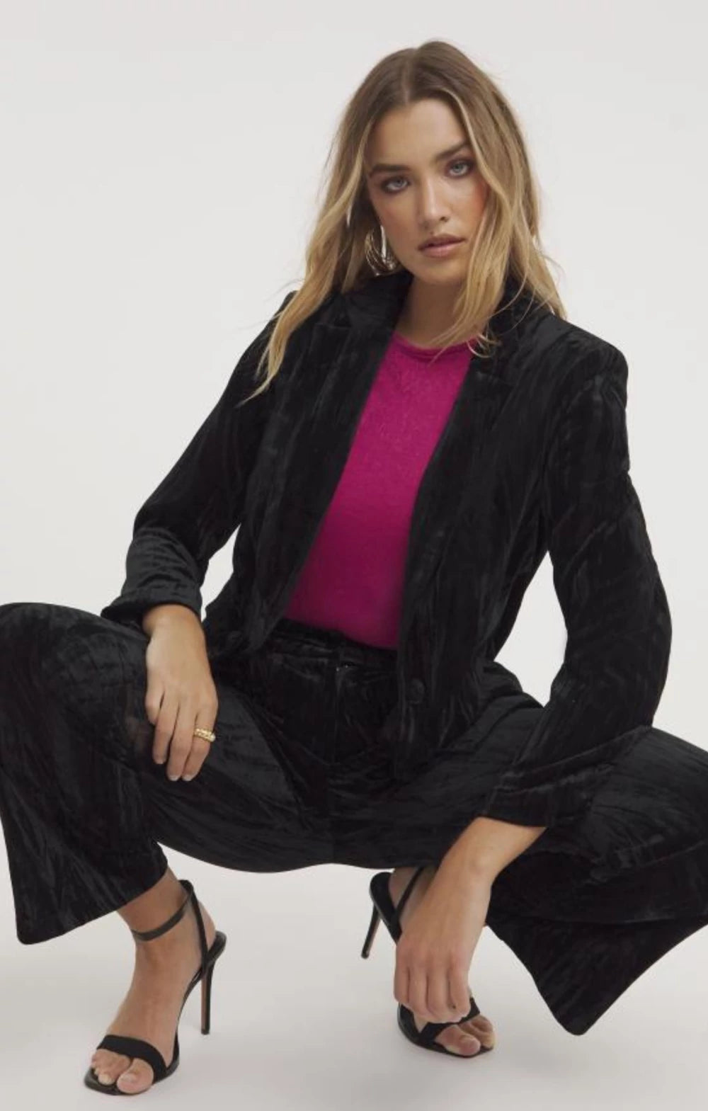 Simply Be Black Pleated Velour Co-Ord