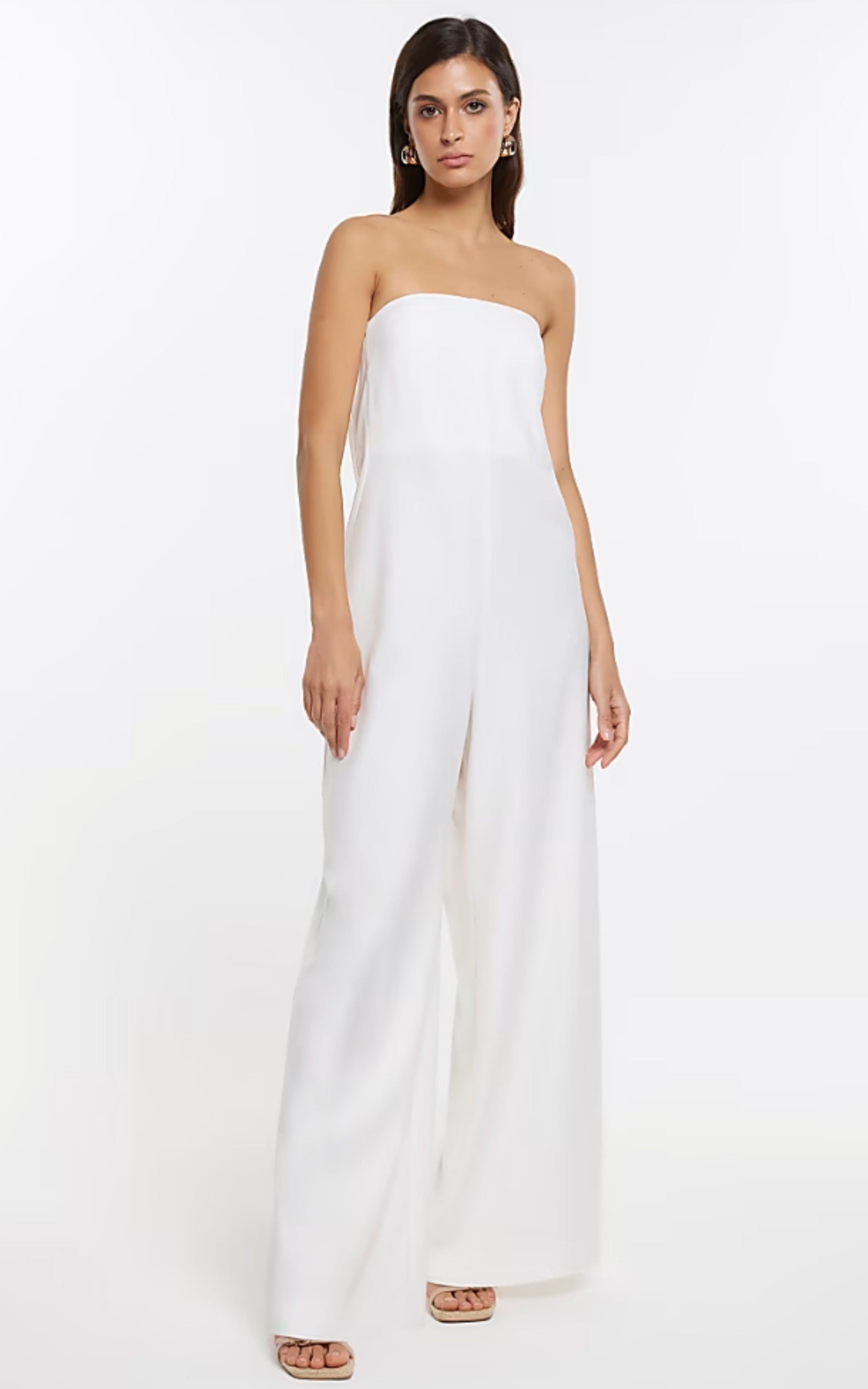 River Island White Bandeau Jumpsuit