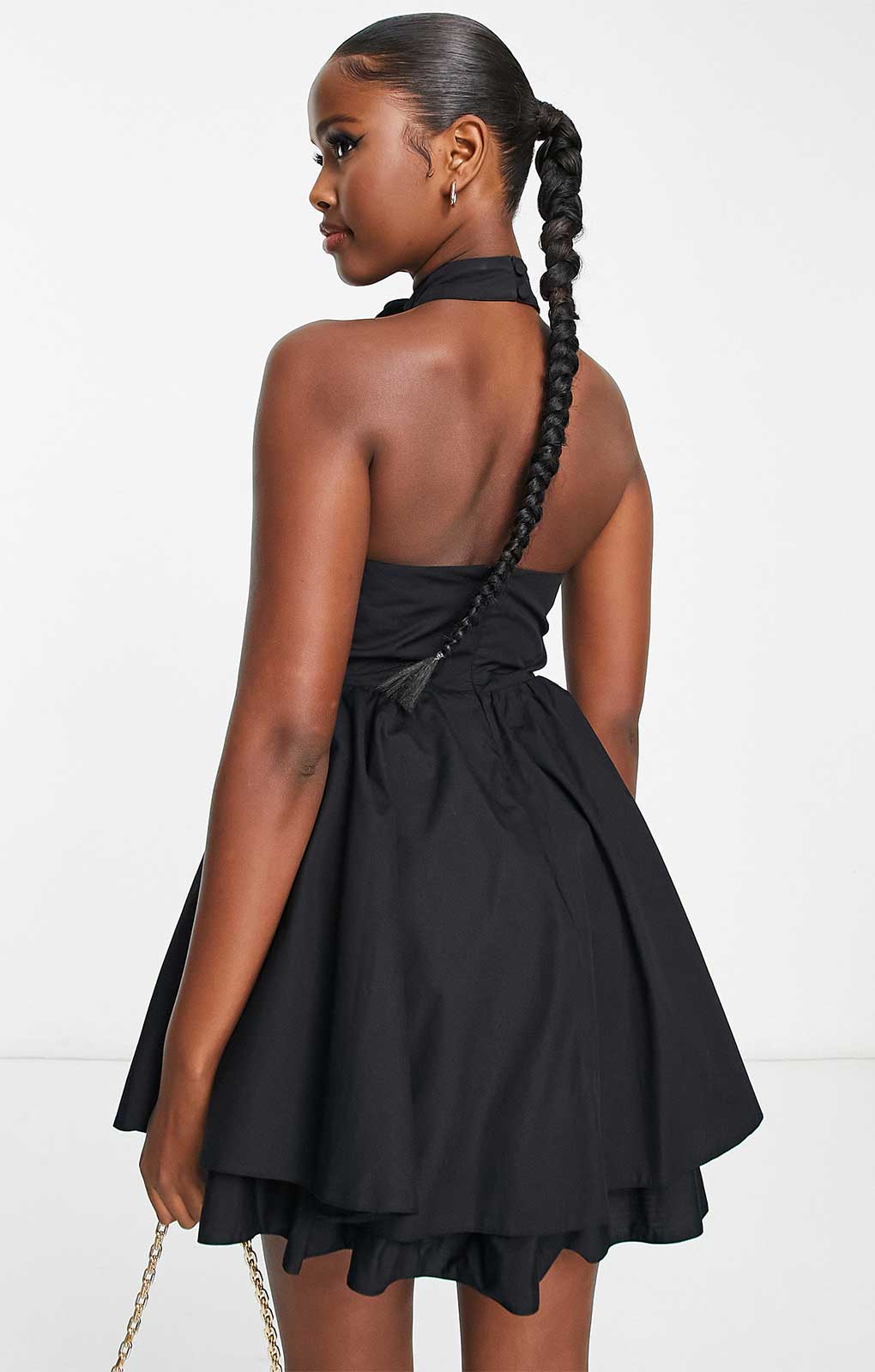 Asos Luxe Corsage Halter Neck Mini Dress In Black