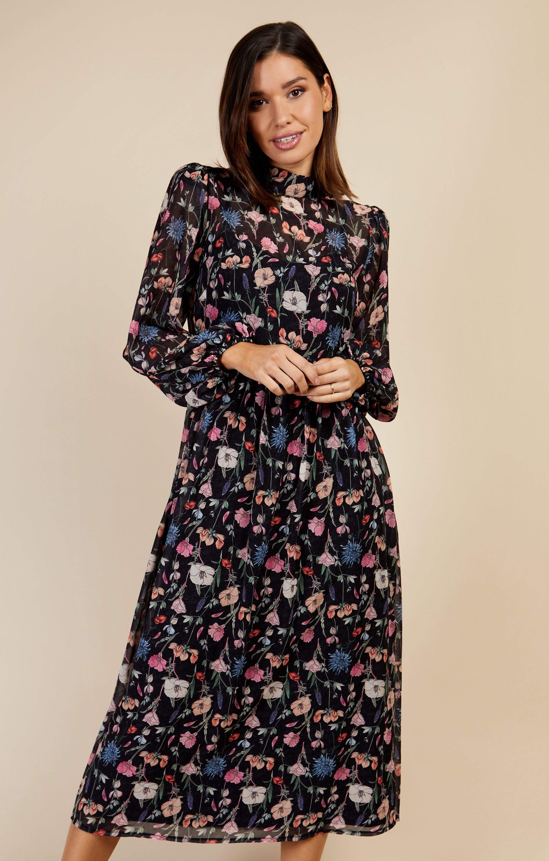 Little Mistress Floral Print Midaxi Dress