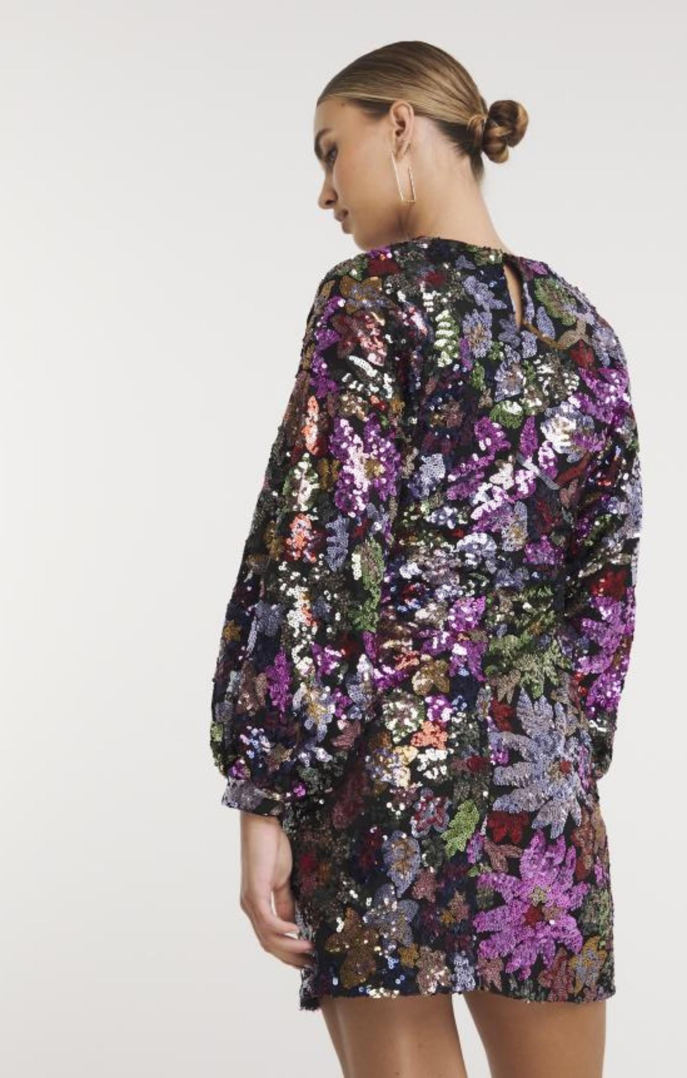 Joanna Hope Sequin Tie Neck Dress