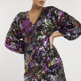 Joanna Hope Sequin Tie Neck Dress