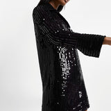 River Island Black Camila Mini Shirt Dress