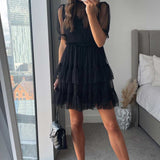 Coast Black Tulle Mini Dress