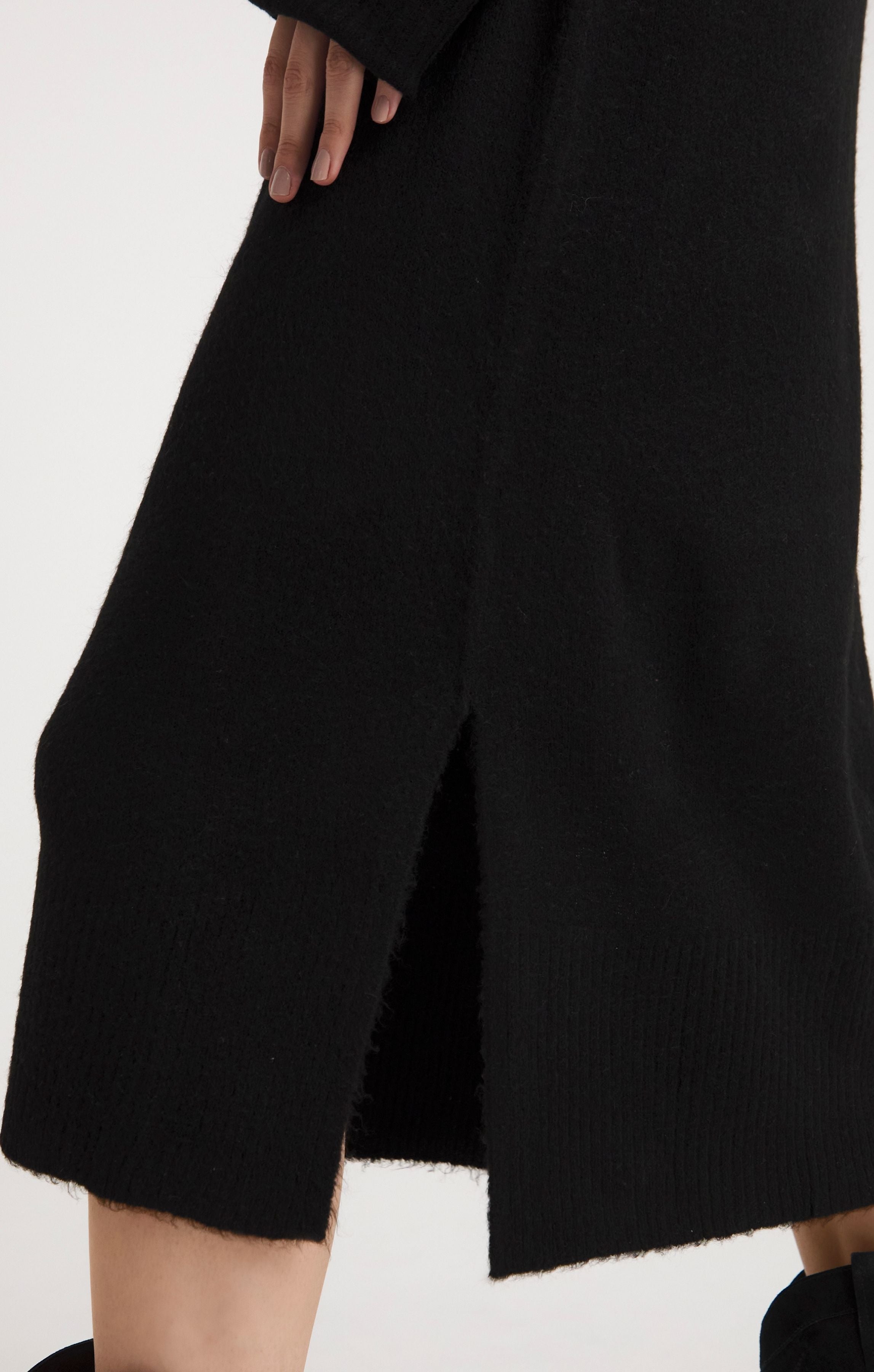 Simply Be Black High Neck Knitted Midaxi Dress