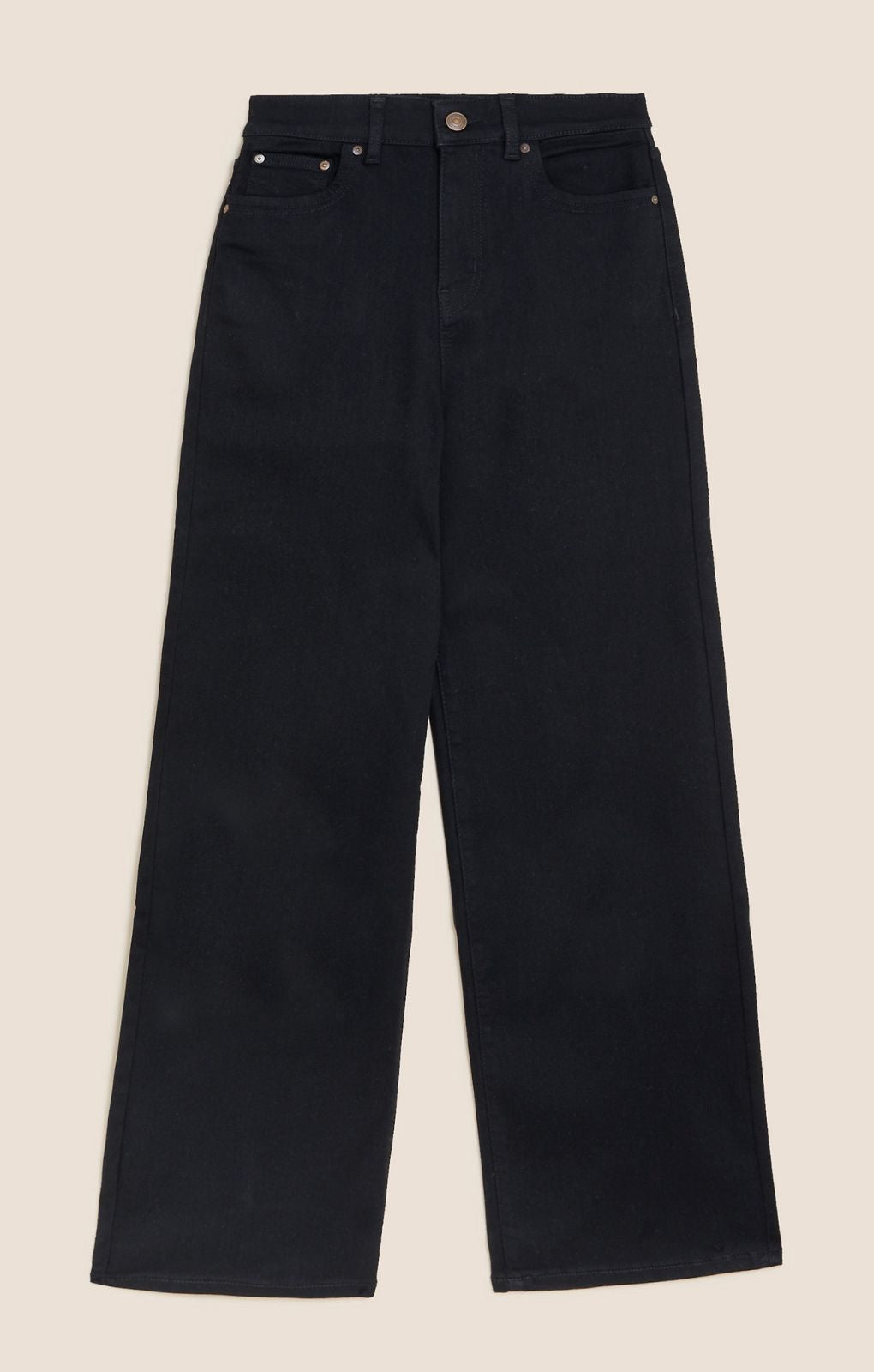 M&S Black Luxury High Waisted Wide Leg Jeans