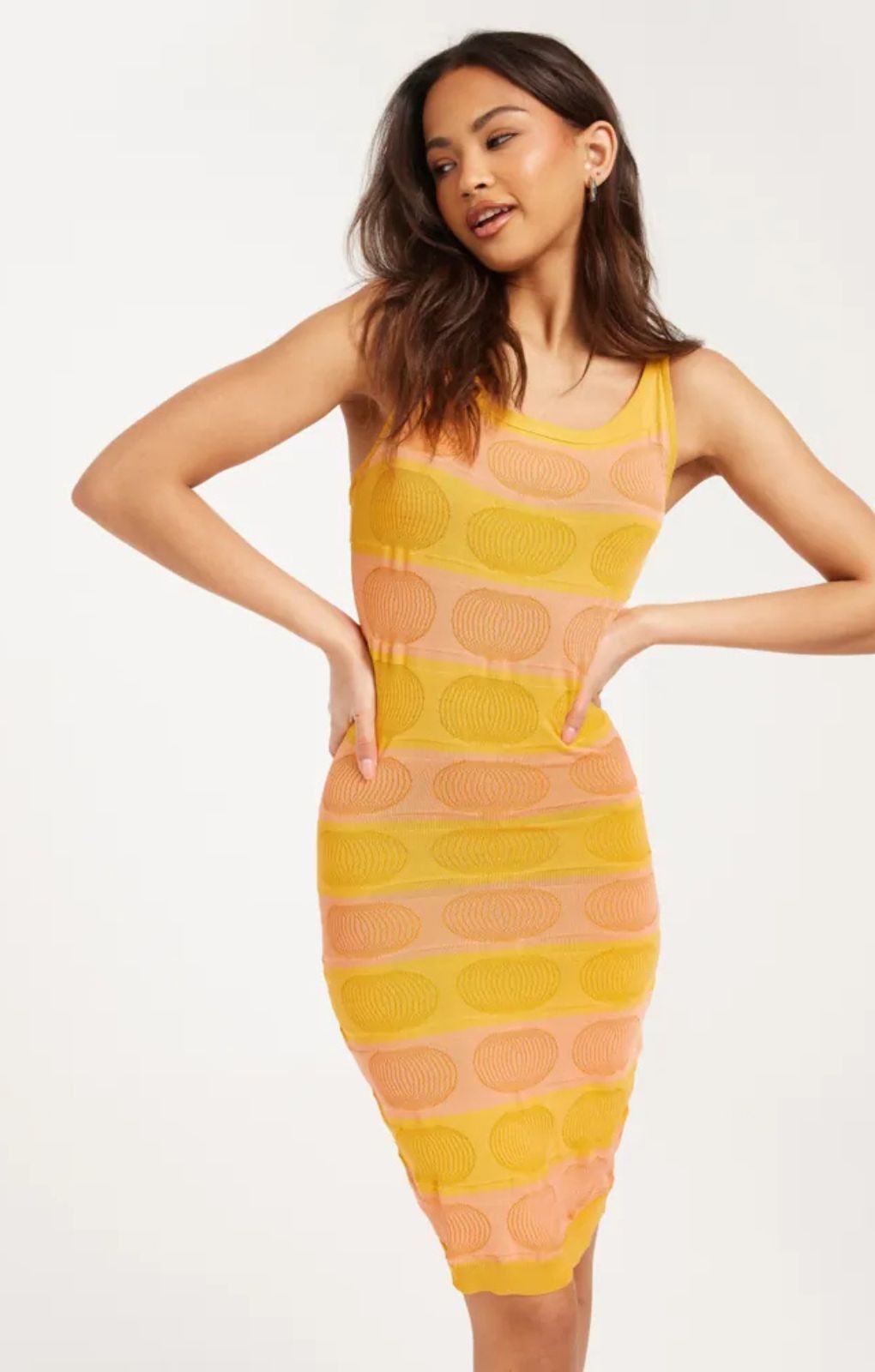 Jjxx Knitted Midi Dress In Orange Stripe – dresses by JJXX, available to rent from Hirestreet