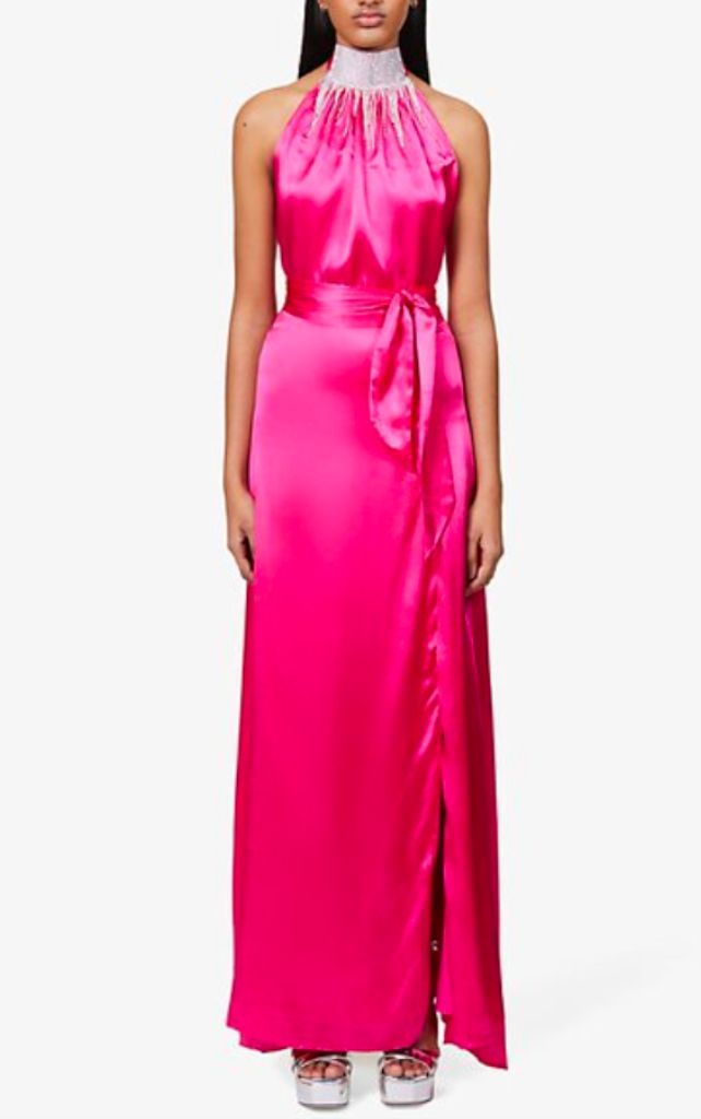 Harmur Waterfall Crystal Dress Juicy Pink