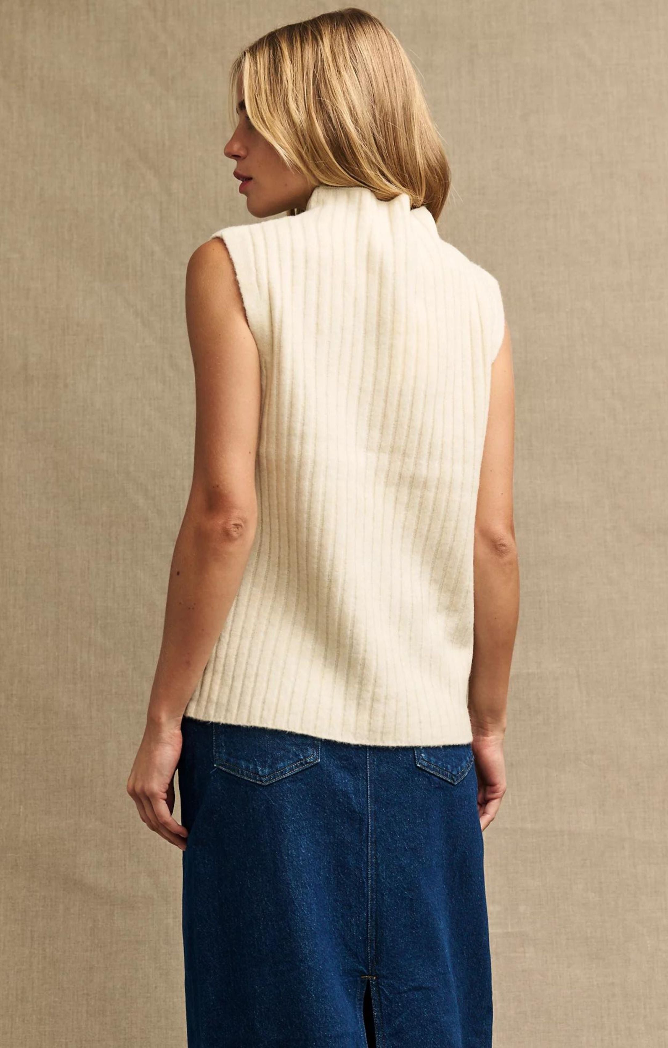 M&S Ribbed Funnel Neck Relaxed Knitted Vest product image