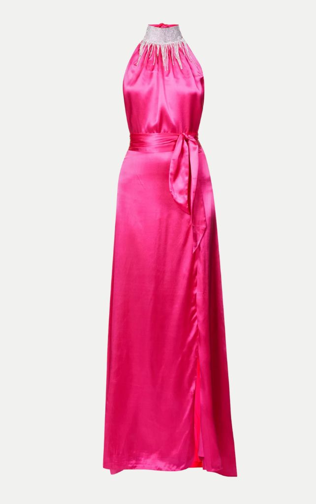 Harmur Waterfall Crystal Dress Juicy Pink