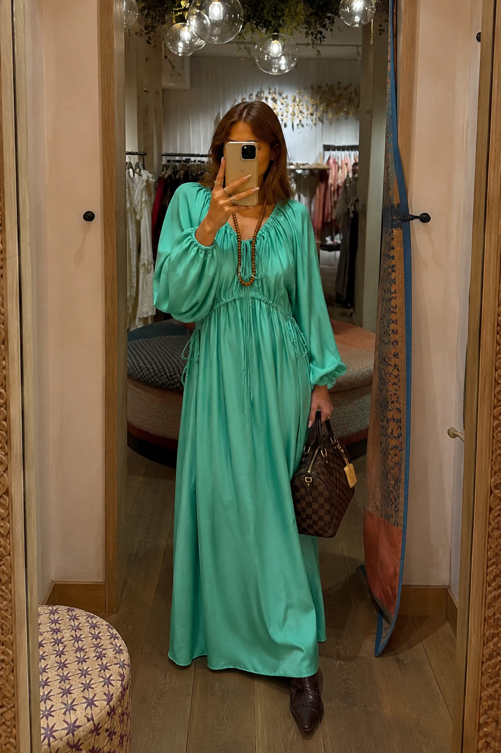 Rent Topshop Textured Ruched Channel Midaxi Dress In Green