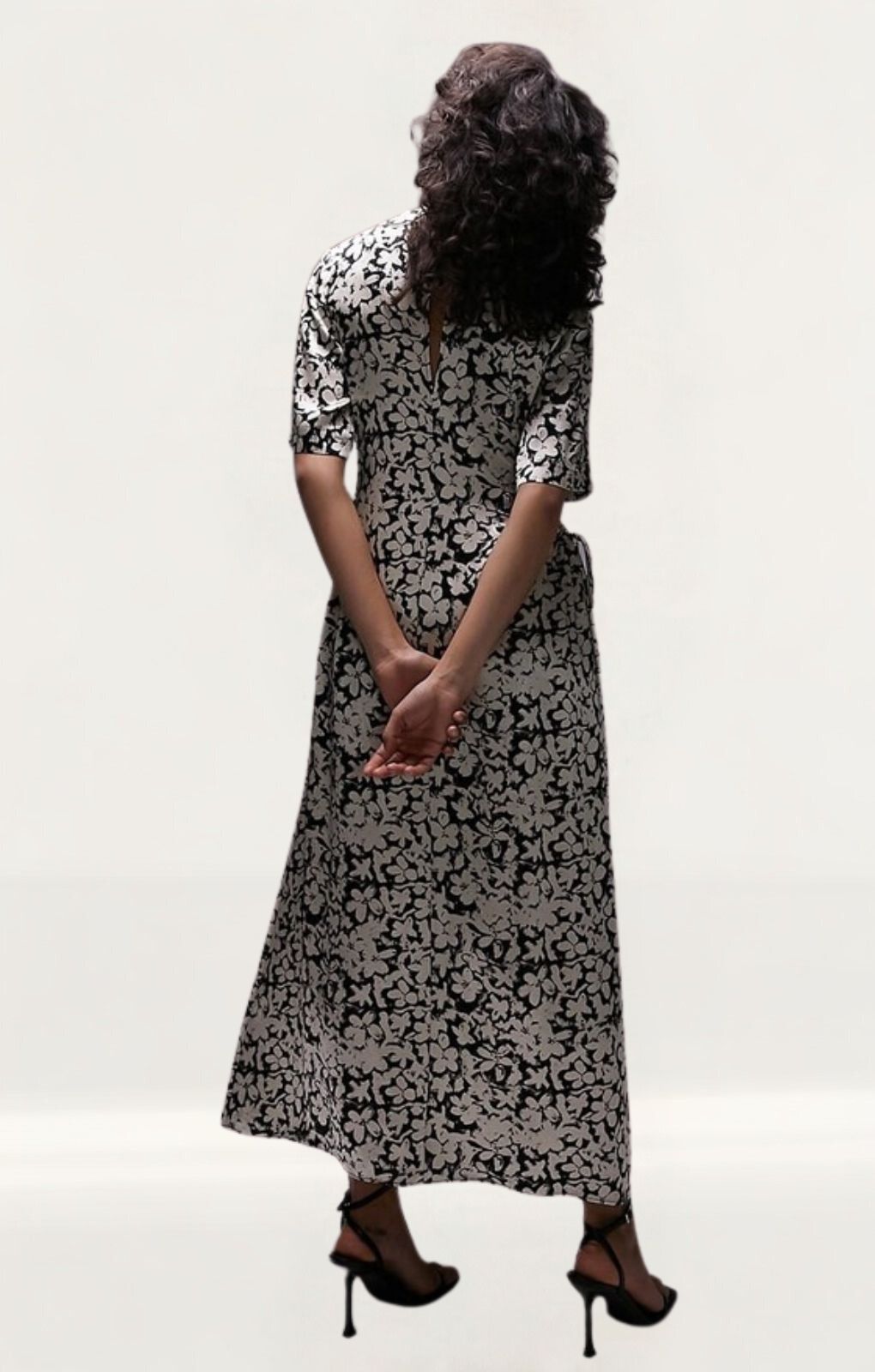 Topshop Floral Cut Out Midi Dress In Mono