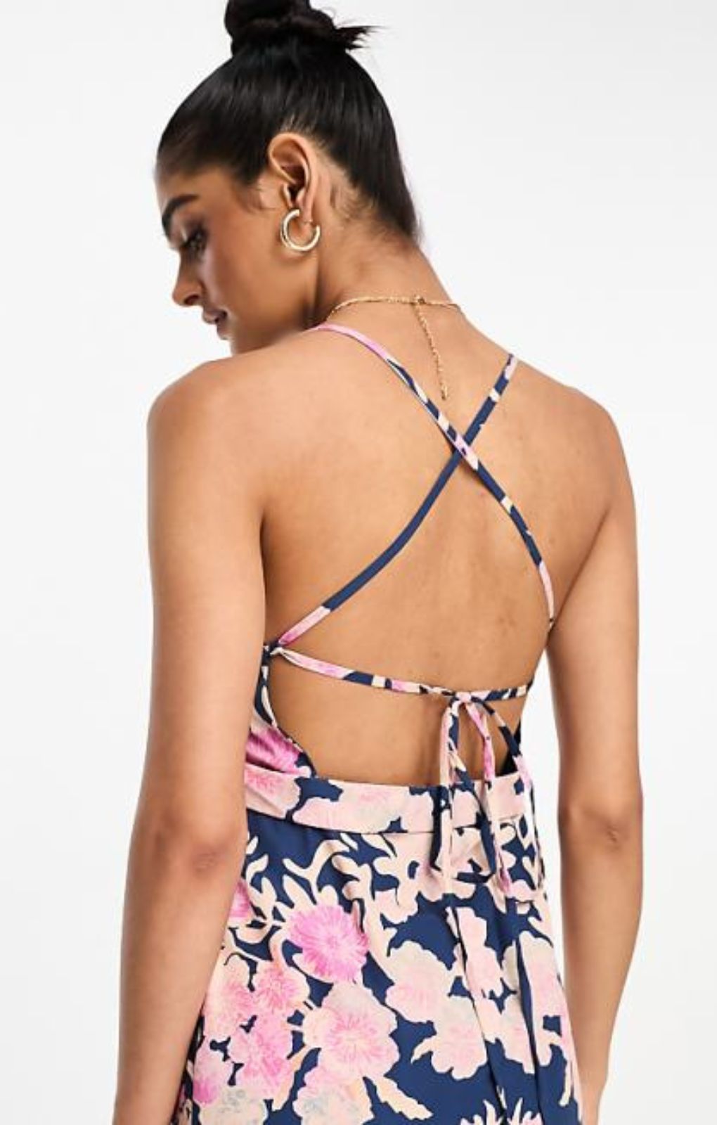 Hope & Ivy Contrast Lace Floral Maxi Dress In Navy – dresses by Hope & Ivy, available to rent from Hirestreet