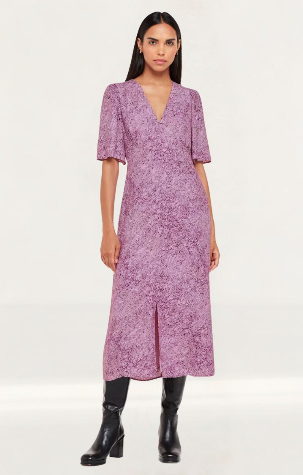 Whistles Diagonal Snake Maxi Dress In Pink