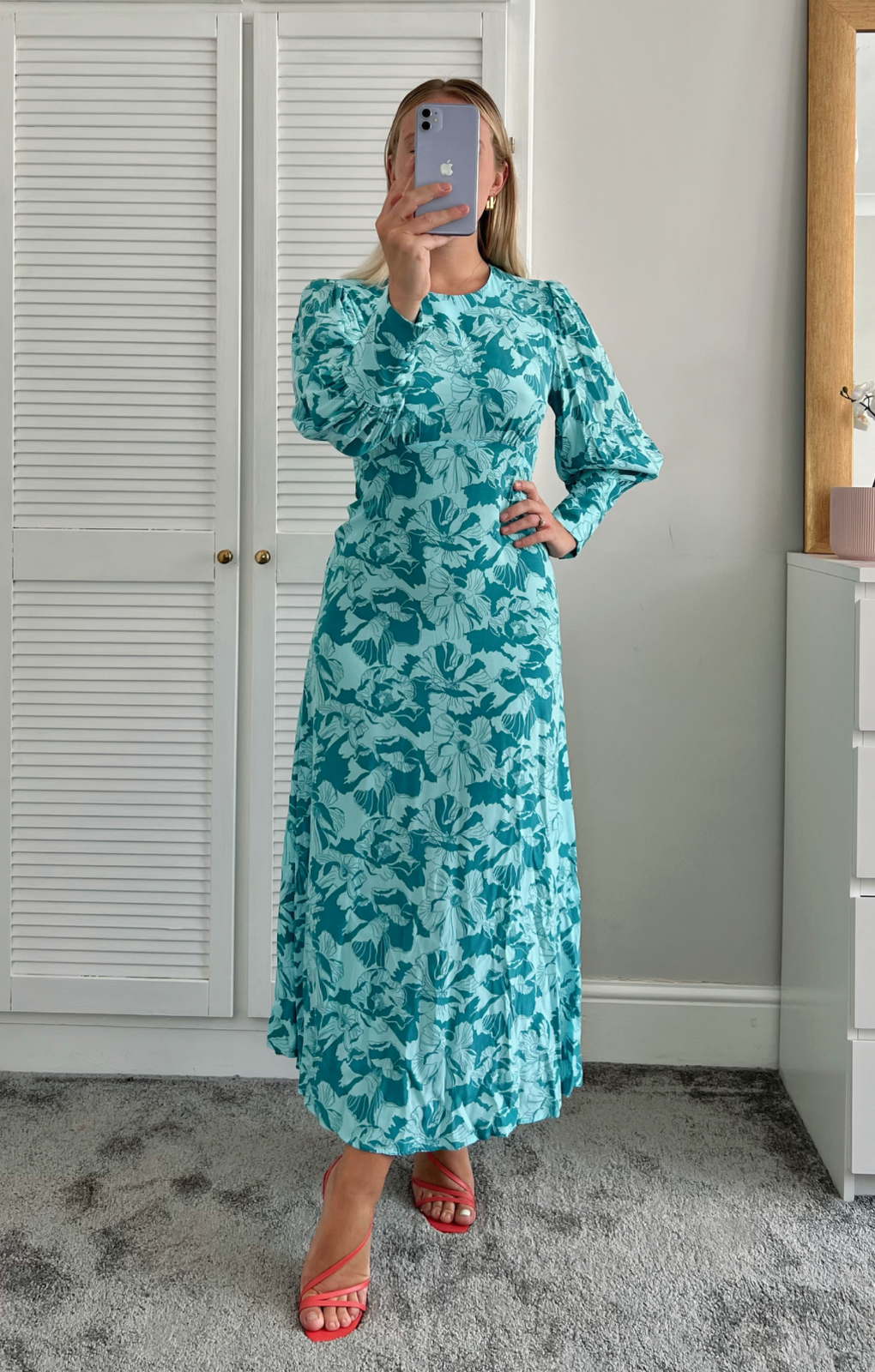 M&S Autograph Floral Empire Line Midi Shift Dress