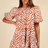 Little Mistress Zebra Print Mini Smock Dress