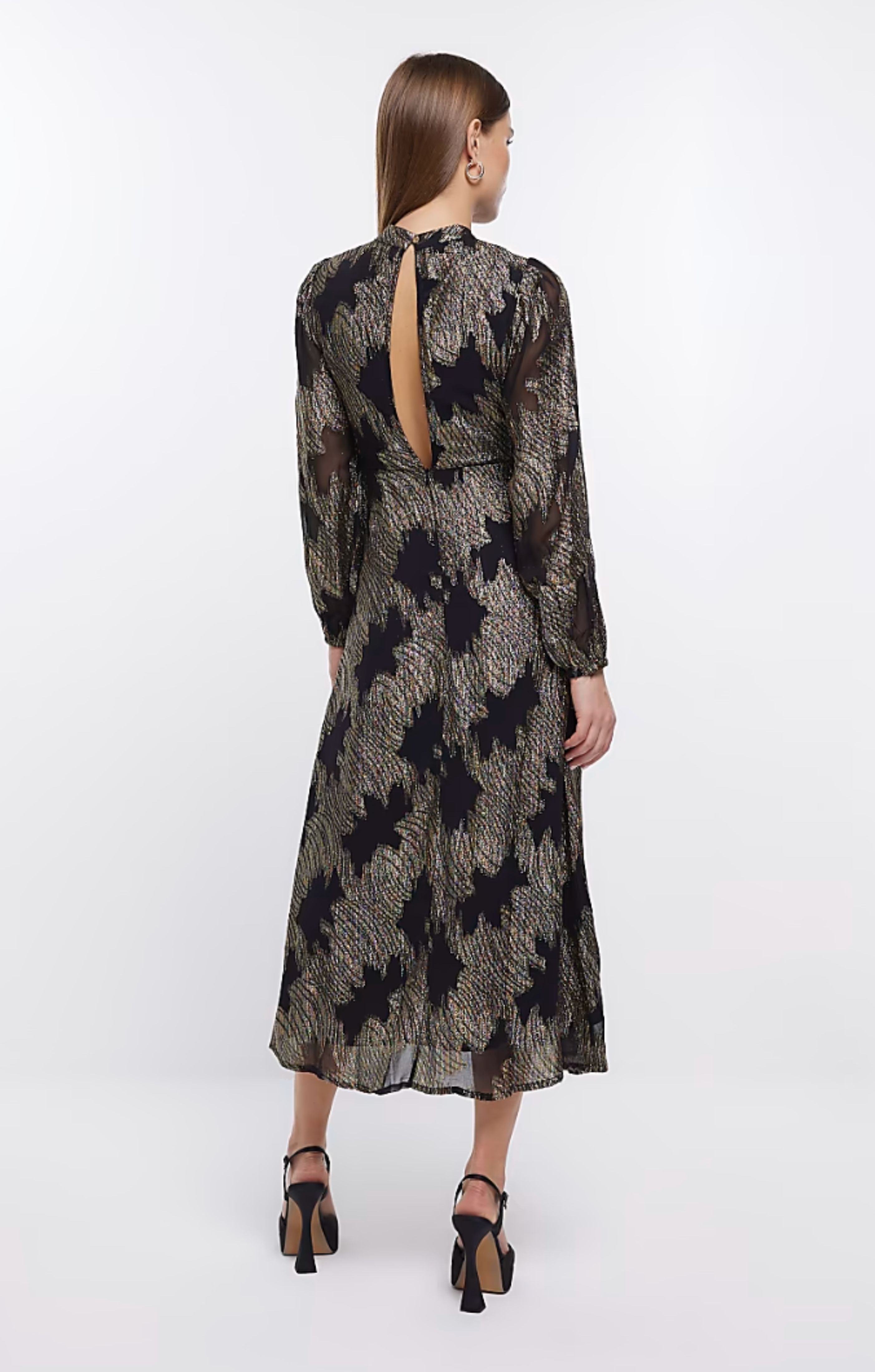 River Island Black Jaquard Long Sleeved Dress product image