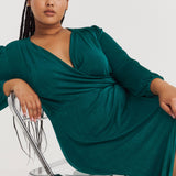 Simply Be Forest Green Slinky Wrap Front Midi Dress