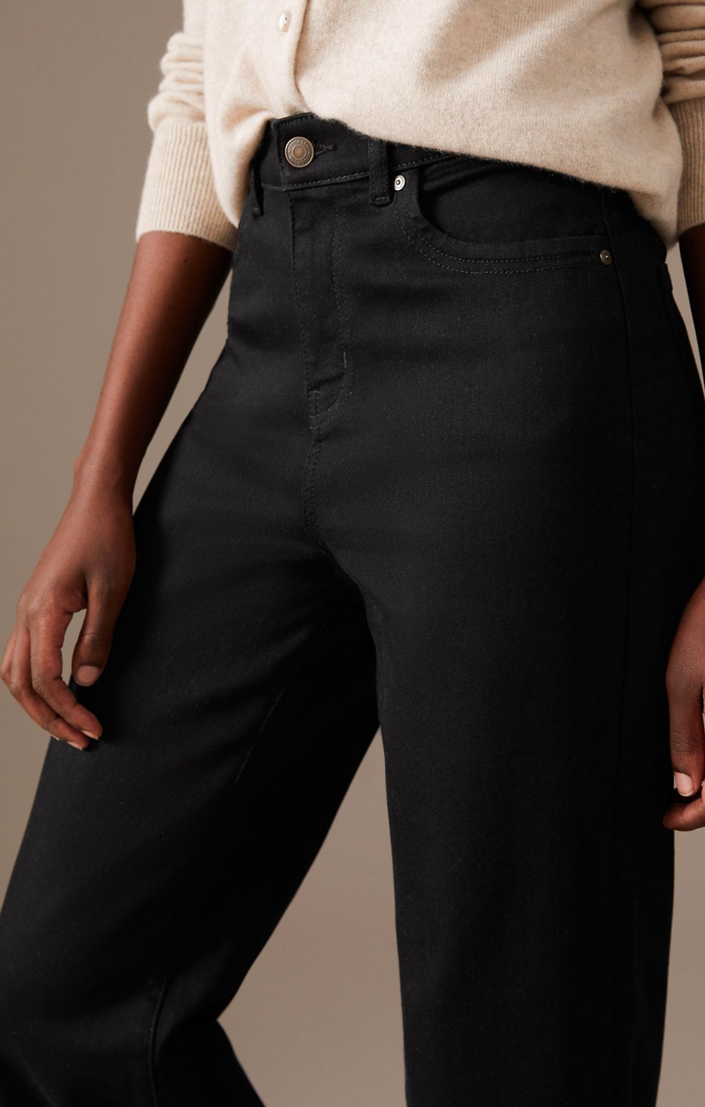 M&S Black Luxury High Waisted Wide Leg Jeans