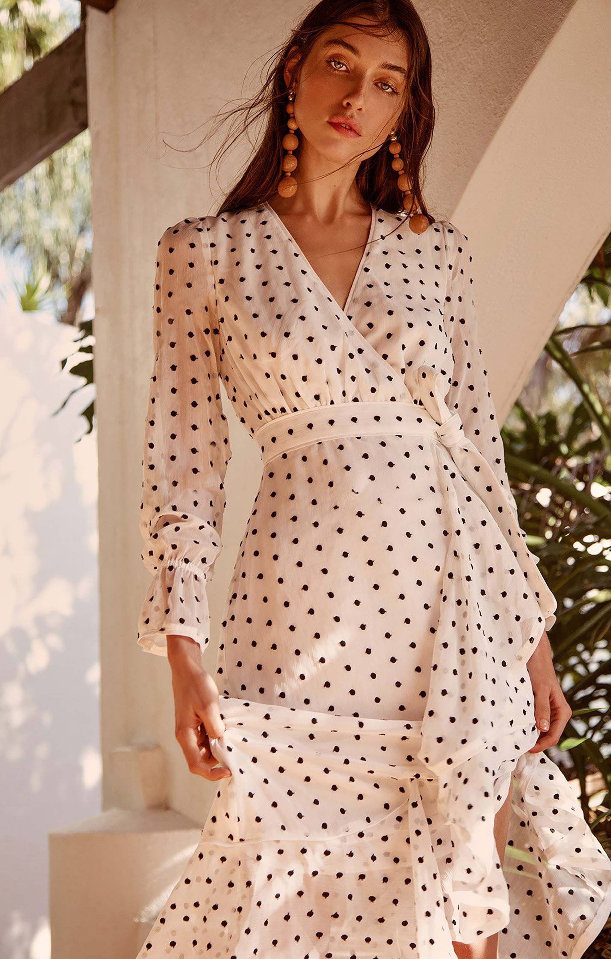 Rent Talulah White Polka Dot Midi Dress | Hirestreet Rent Talulah White Polka Dot Midi Dress | Hirestreet