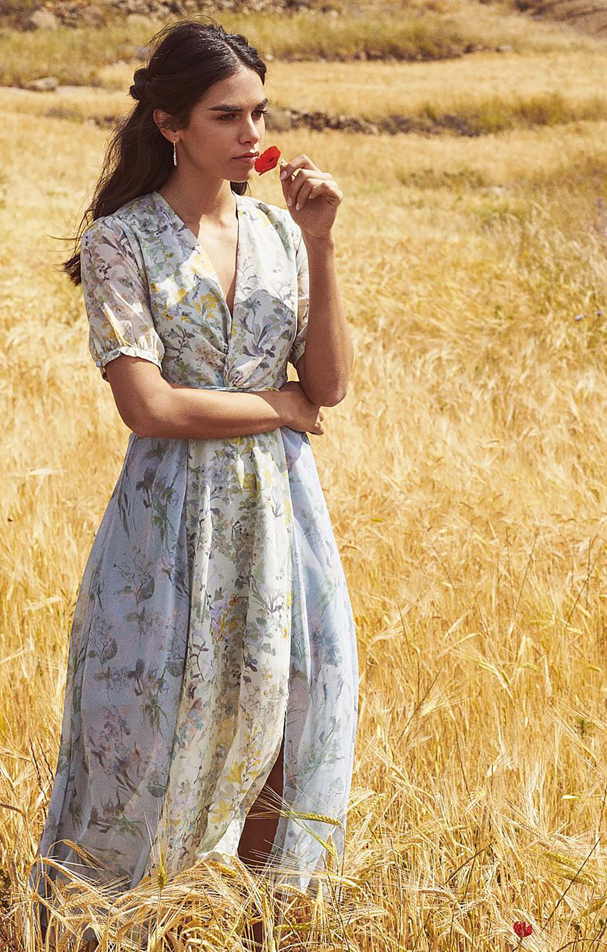 Hope & Ivy Floral Midi With Thigh Splits