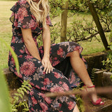 Hope & Ivy Navy Floral Wrap Maxi Dress
