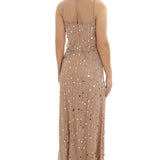 Frock & Frill Pink V-Neck Embellished Maxi Dress