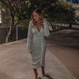 Lavish Alice Silver Sequin Midi Dress