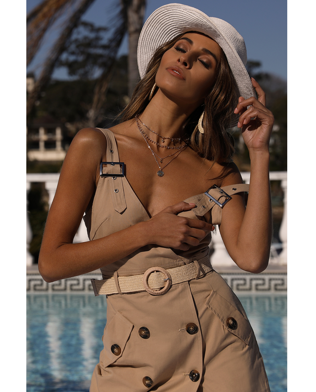 Runaway The Label Tan Mini Dress With Button Detail
