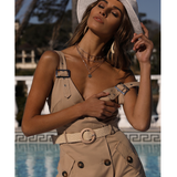 Runaway The Label Tan Mini Dress With Button Detail