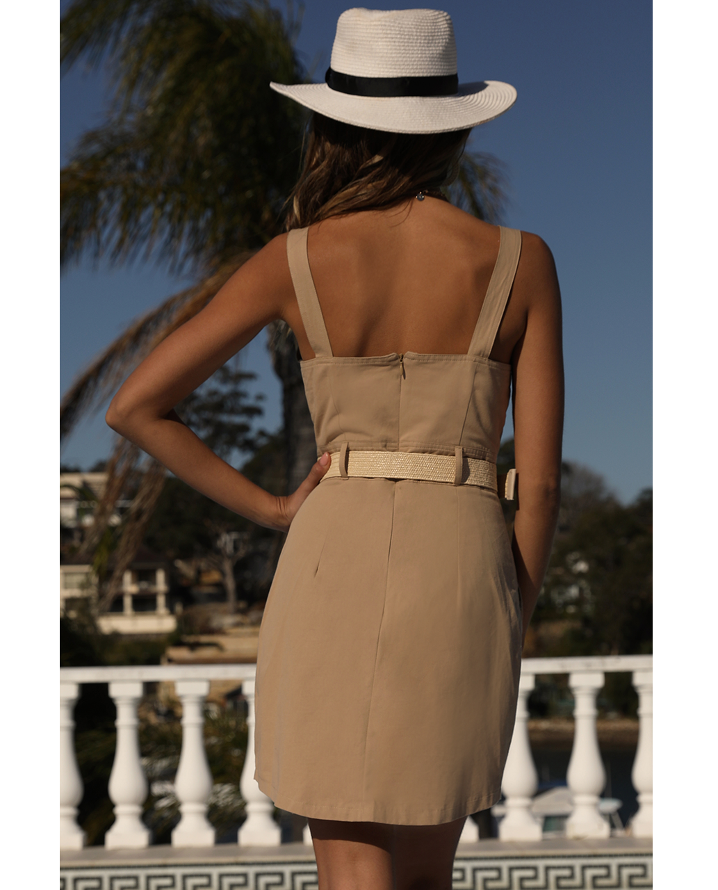 Runaway The Label Tan Mini Dress With Button Detail