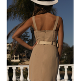 Runaway The Label Tan Mini Dress With Button Detail