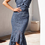TwoSisters The Label Leanne Blue Crochet Lace Midi Dress