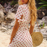 Seven Wonders White Polka Dot Mini Wrap Dress