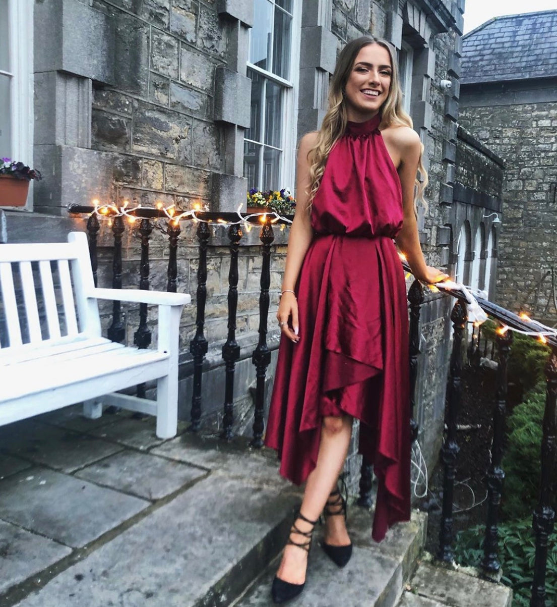 TwoSisters The Label Kathleen Red Halter Midi Dress