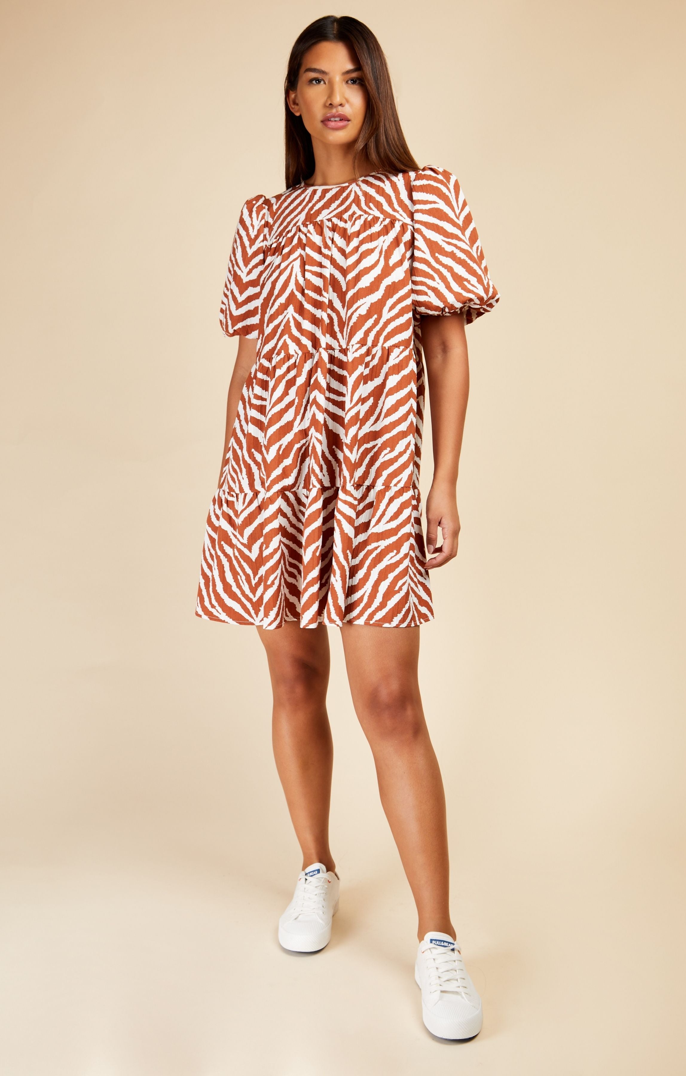 Little Mistress Zebra Print Mini Smock Dress