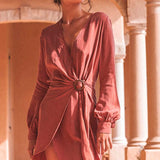 Winona Copper Axel Wrap Mini Dress
