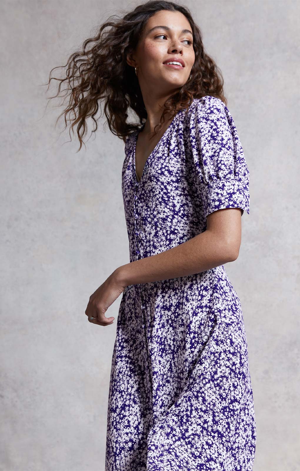 M&S X Ghost Ditsy Button Detail Dress