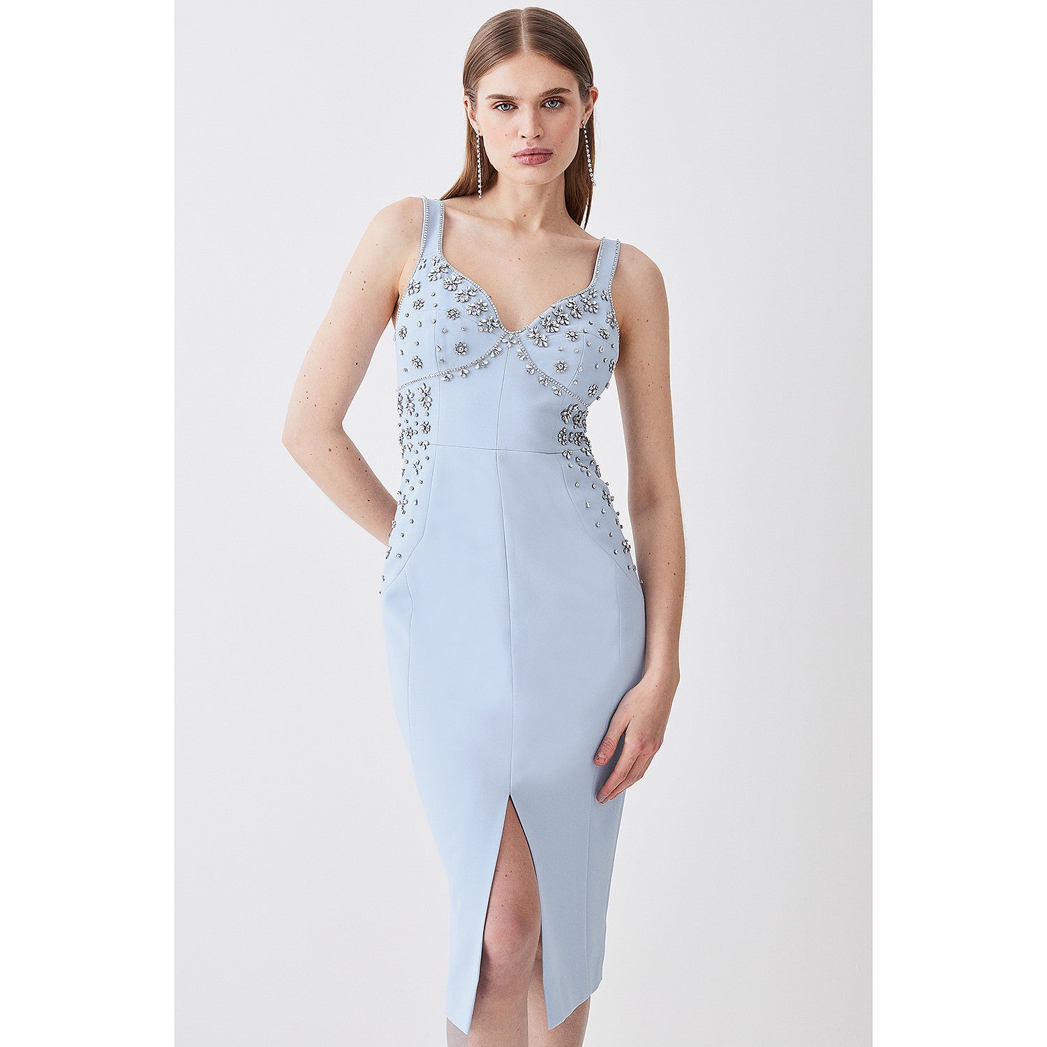 Karen Millen Embellished Stretch Woven Midi Dress – dresses by Karen Millen, available to rent from Hirestreet
