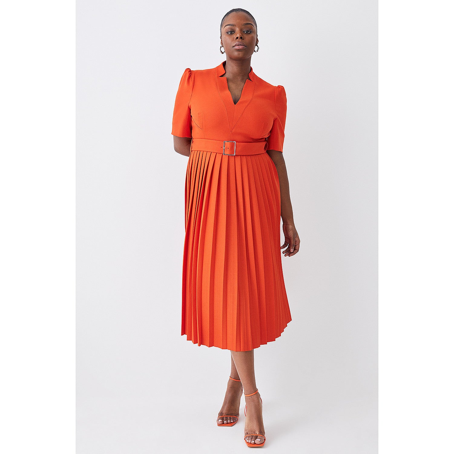 Karen Millen Plus Size Structured Crepe Forever Pleat Dress – dresses by Karen Millen, available to rent from Hirestreet