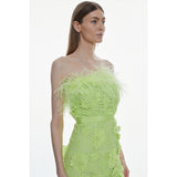 Karen Millen Lace Feather Bardot Woven Mini Dress – dresses by Karen Millen, available to rent from Hirestreet