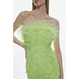 Karen Millen Lace Feather Bardot Woven Mini Dress – dresses by Karen Millen, available to rent from Hirestreet