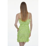 Karen Millen Lace Feather Bardot Woven Mini Dress – dresses by Karen Millen, available to rent from Hirestreet